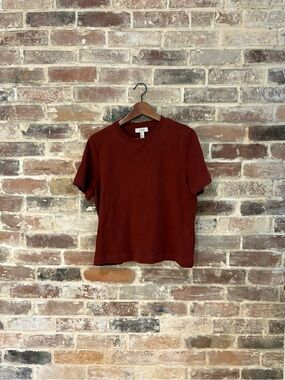 COS Short Sleeve Crew T-Shirt in Rust Red